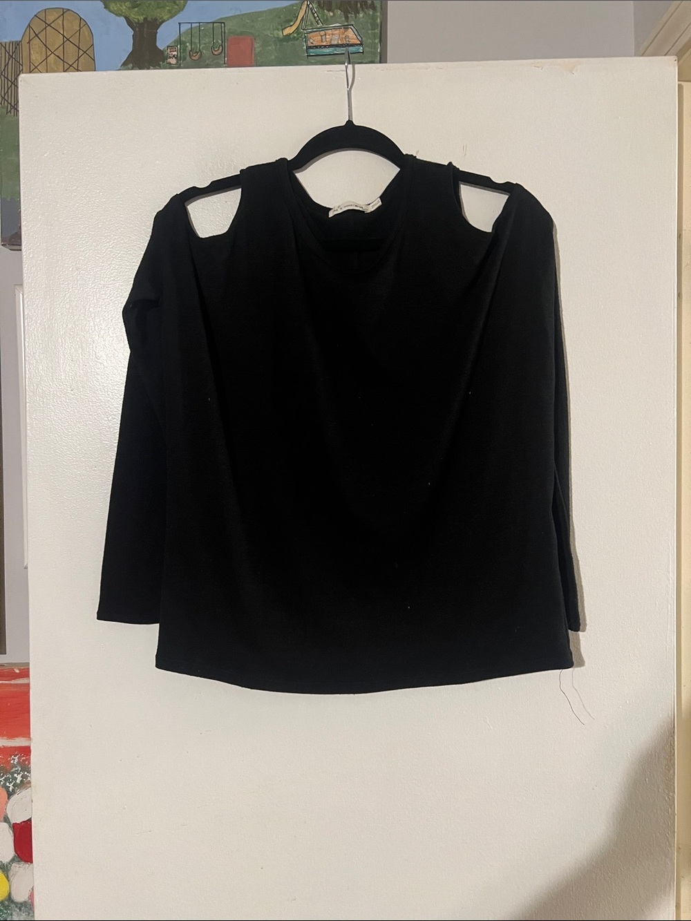 Rag & Bone black lightweight peep shoulder long sleeve sweater